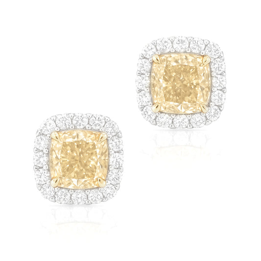 イエローダイアモンドピアス クッション 1.17ct VVS1&SI1 画像