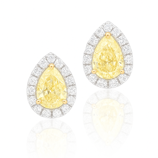 イエローダイアモンドピアス ペア 0.886ct SI2 画像