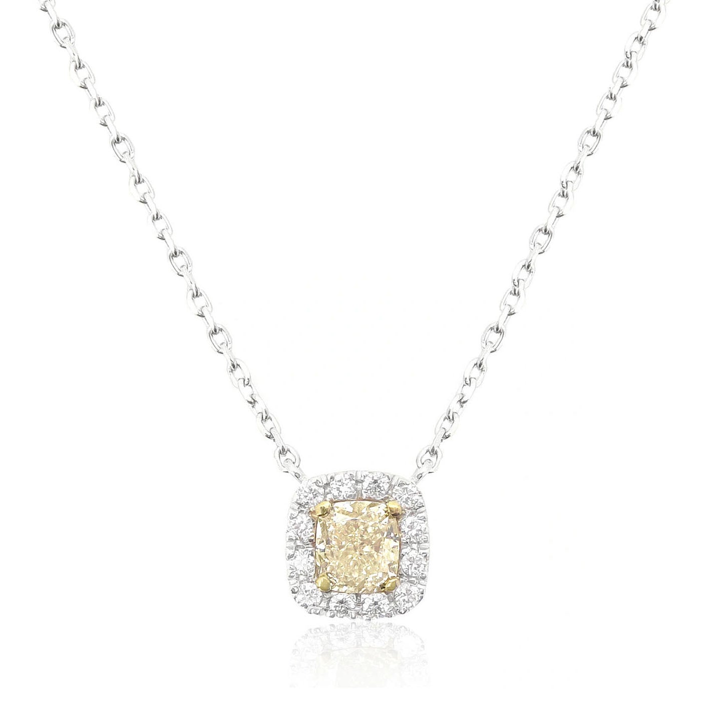 イエローダイアモンドネックレス クッション 0.37ct VS2 画像