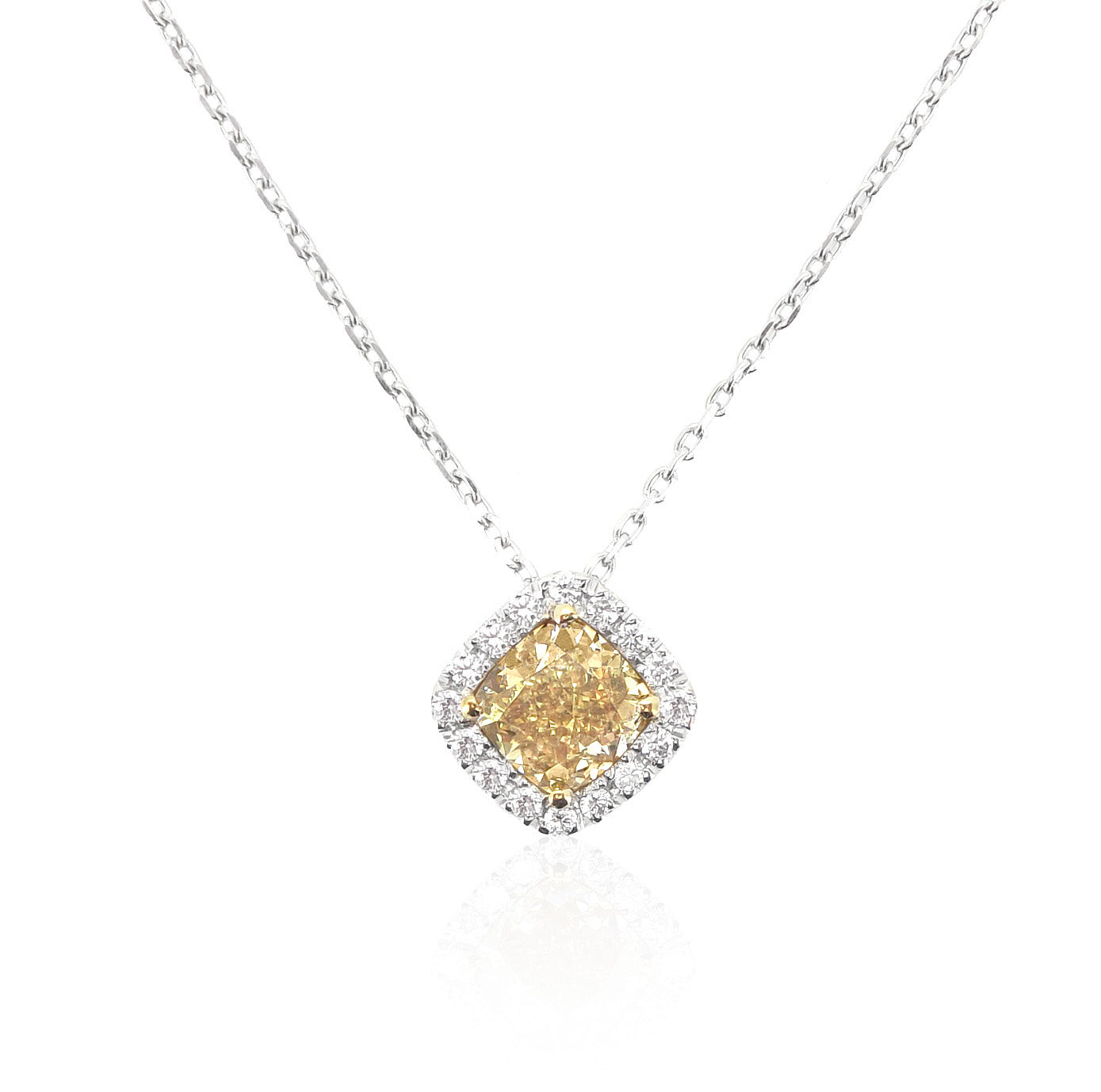 イエローダイアモンドネックレス クッション 0.899ct SI2 画像