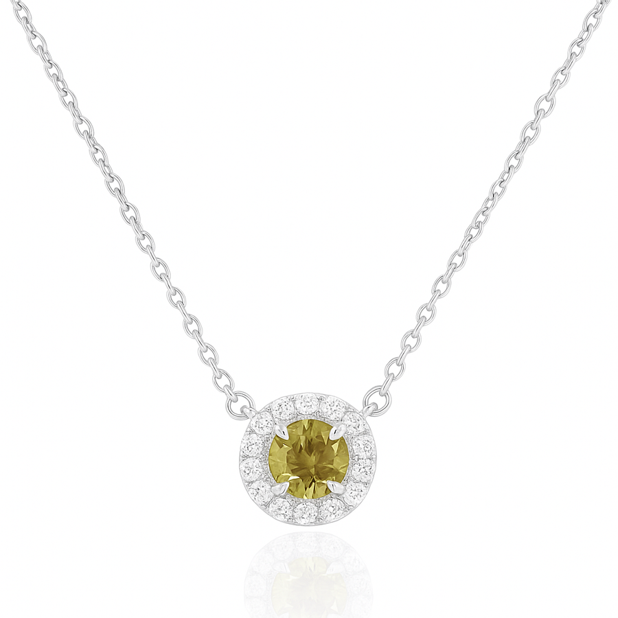 AU750 グリーンイエローダイヤモンド ペンダントネックレス 0.487ct