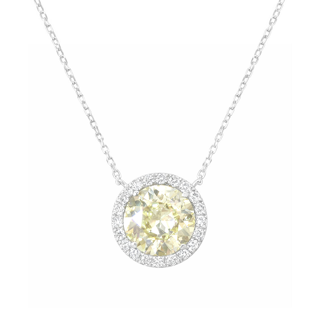 Mael Round Fancy Light Yellow Diamond Pendant Necklace - 1.292ct