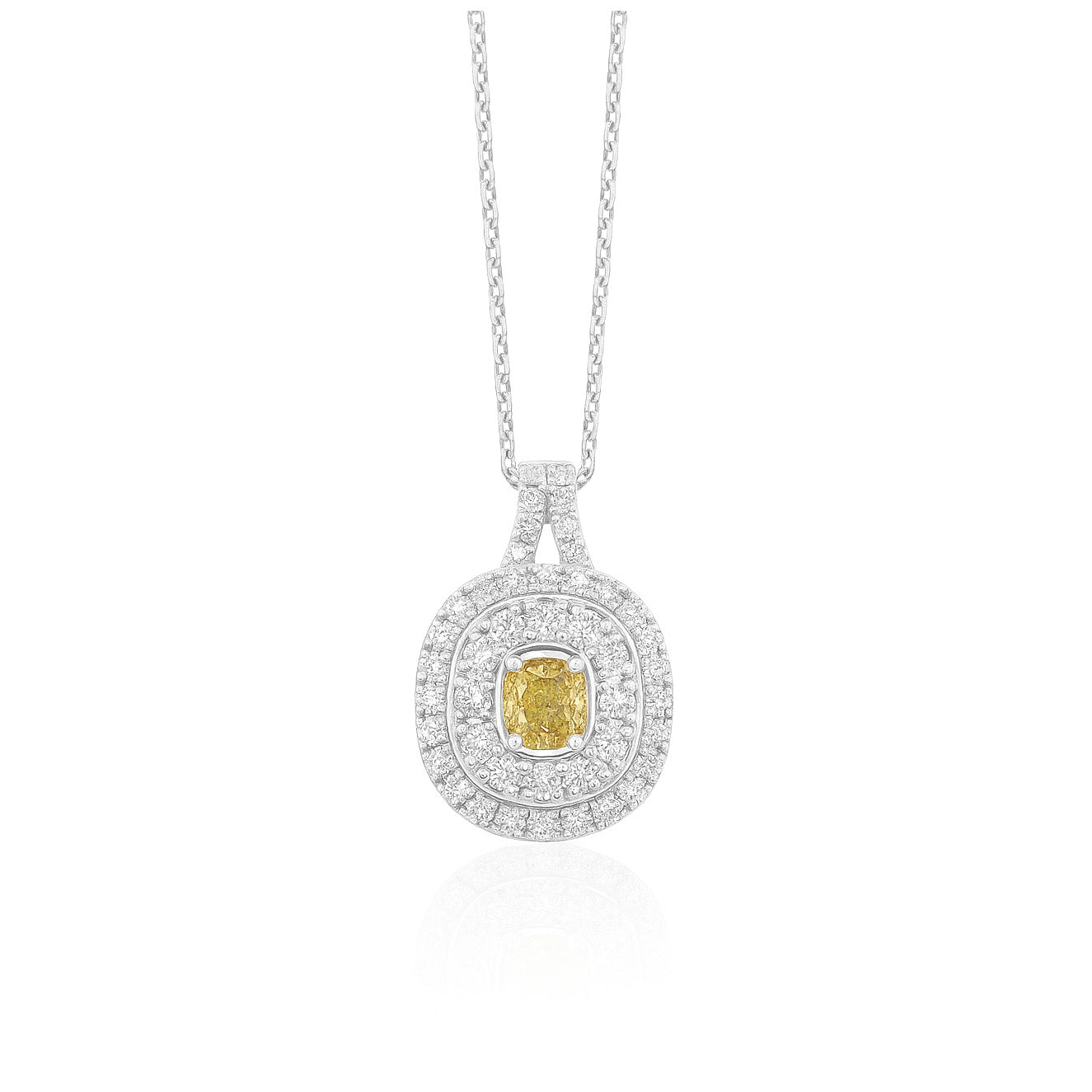 PT950/850 クッション イエローダイヤモンドペンダントネックレス Fancy Dark Yellow VS2 1.237ct 画像