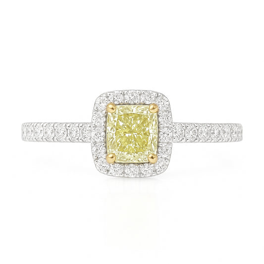 イエローダイアモンドリング クッション 0.703ct SI2 画像