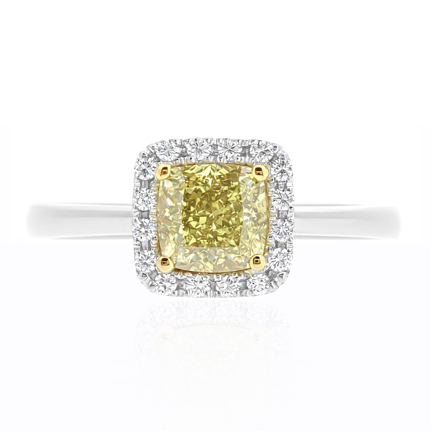 イエローダイアモンドリング クッション 0.91ct SI1 画像