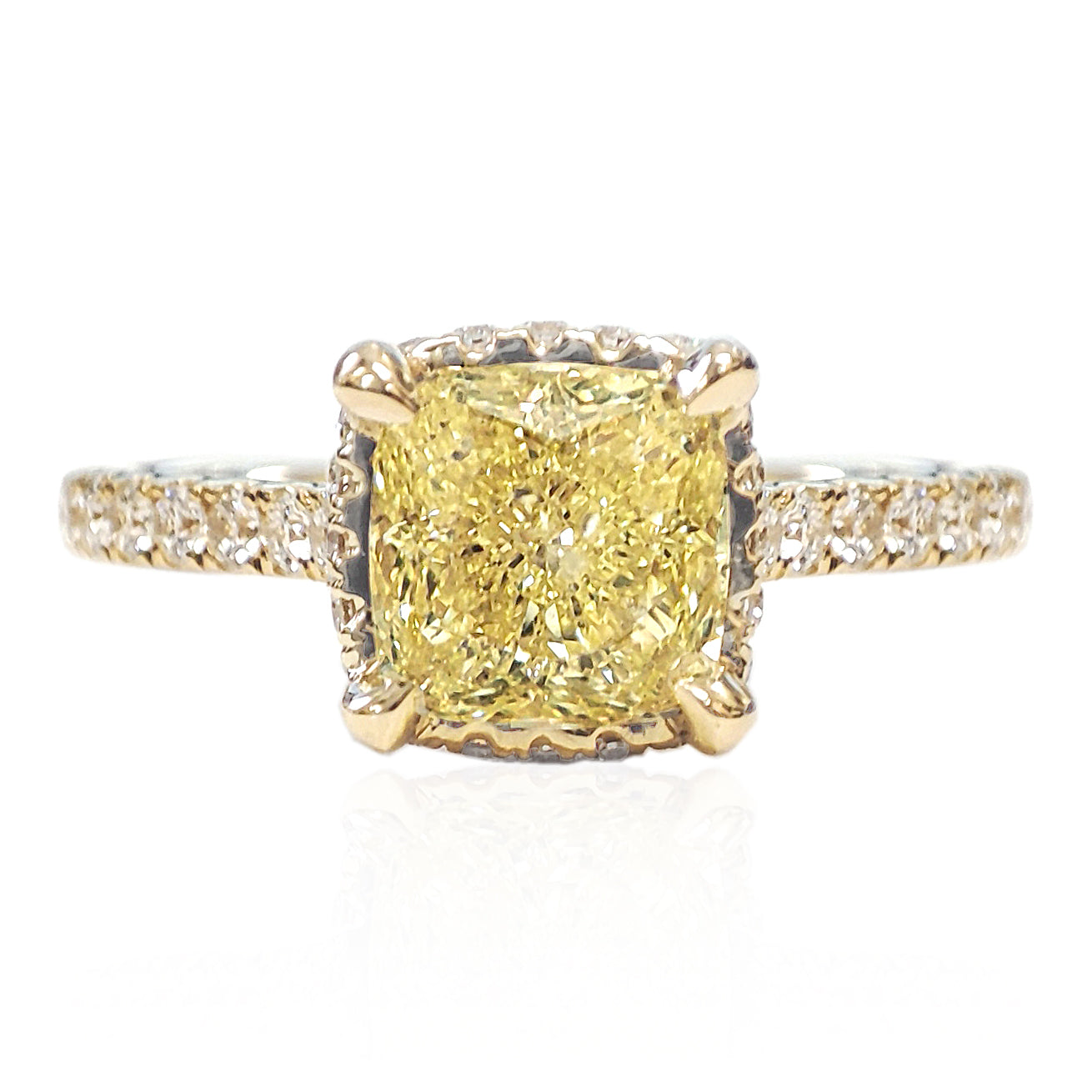 イエローダイアモンドリング クッション 1.96ct I1 画像