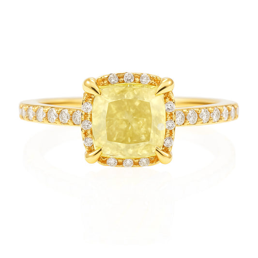 イエローダイアモンドリング クッション 1.96ct I1 横 画像