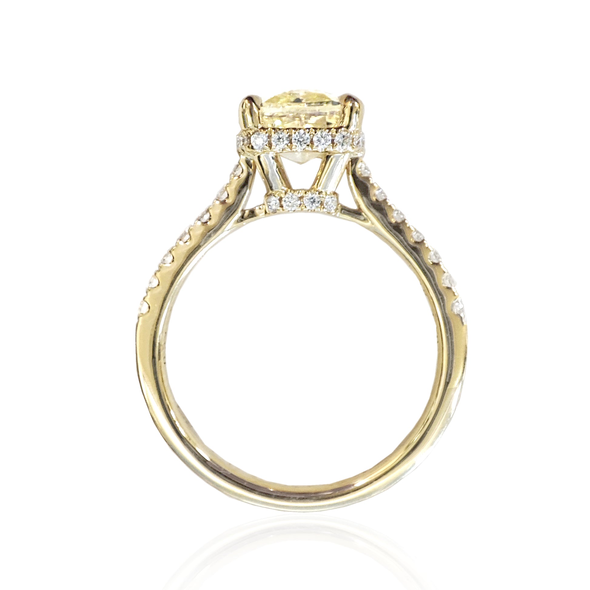 イエローダイアモンドリング クッション 1.96ct I1 横 画像