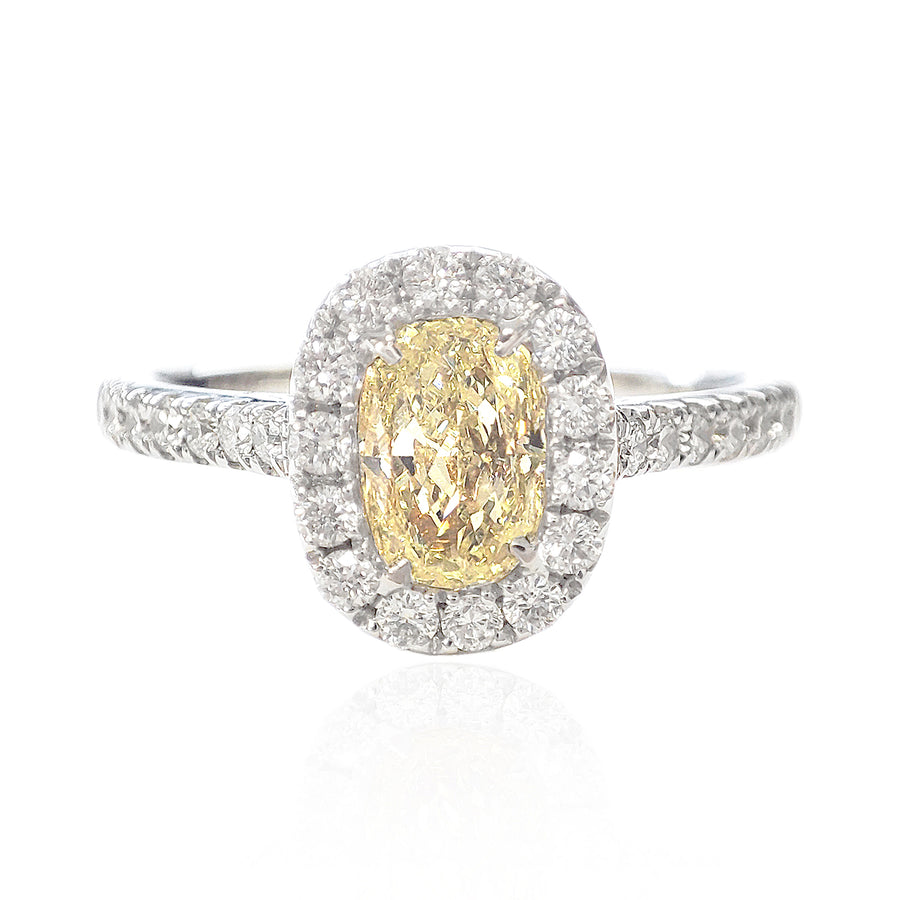 18K イエローダイヤモンドリング 1.105ct Fancy Light Yellow VS2 