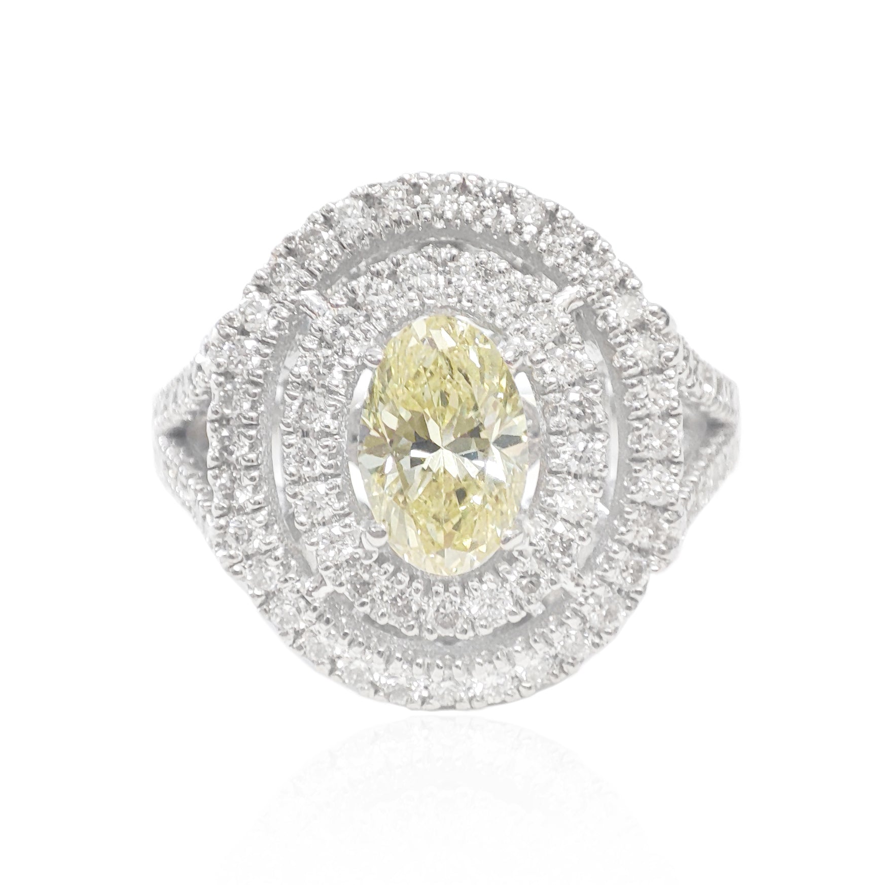 オーバル イエローダイアモンドリング - 1.61ct GIA 画像