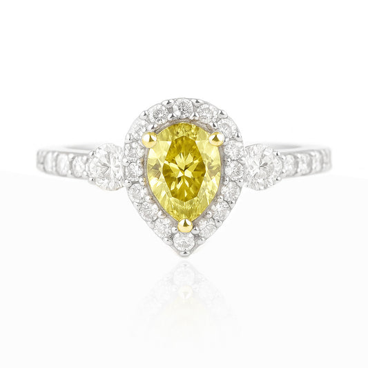 イエローダイヤモンドリング ペア 0.899ct VS2 画像
