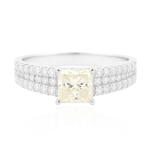 イエローダイアモンドリング プリンセス 0.995ct SI1 画像