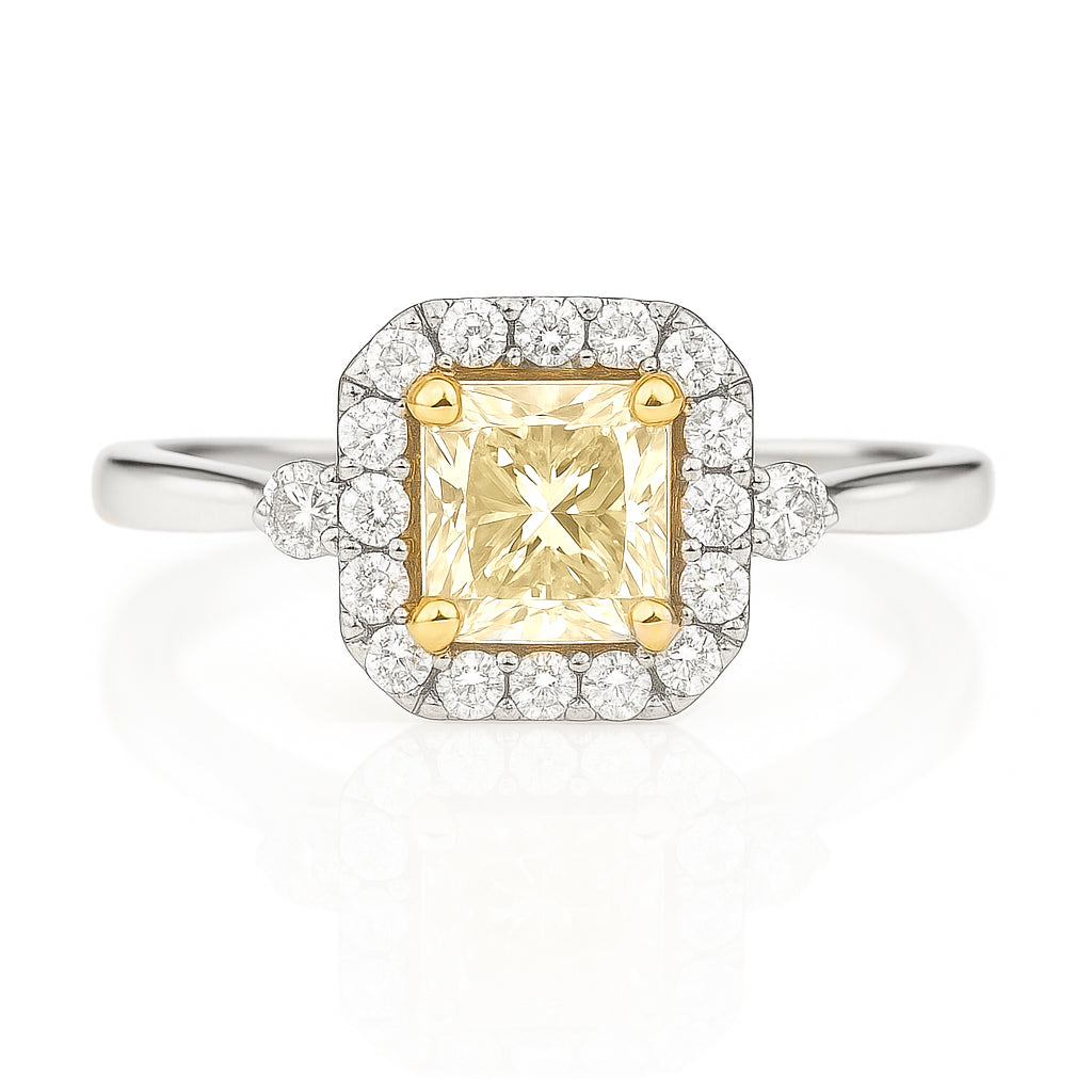 イエローダイアモンドリング ラディアント 0.68ct VS1 画像