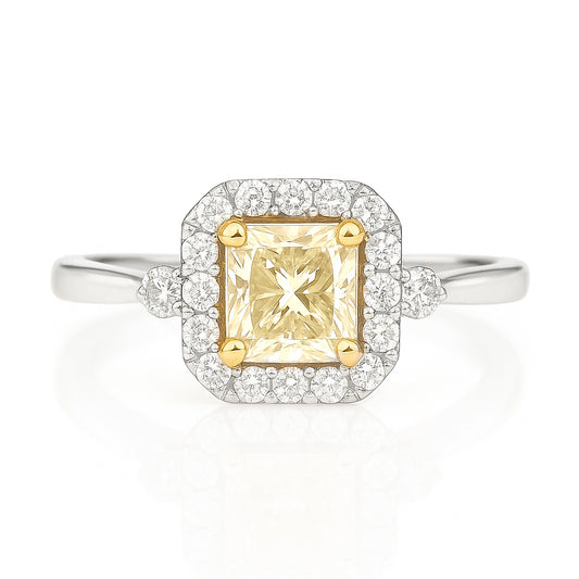 イエローダイアモンドリング ラディアント 0.68ct VS1 画像