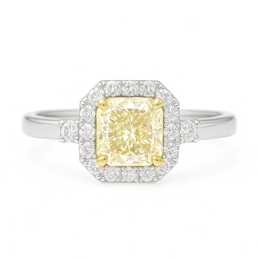 イエローダイアモンドリング ラディアント 0.94ct VS1 画像