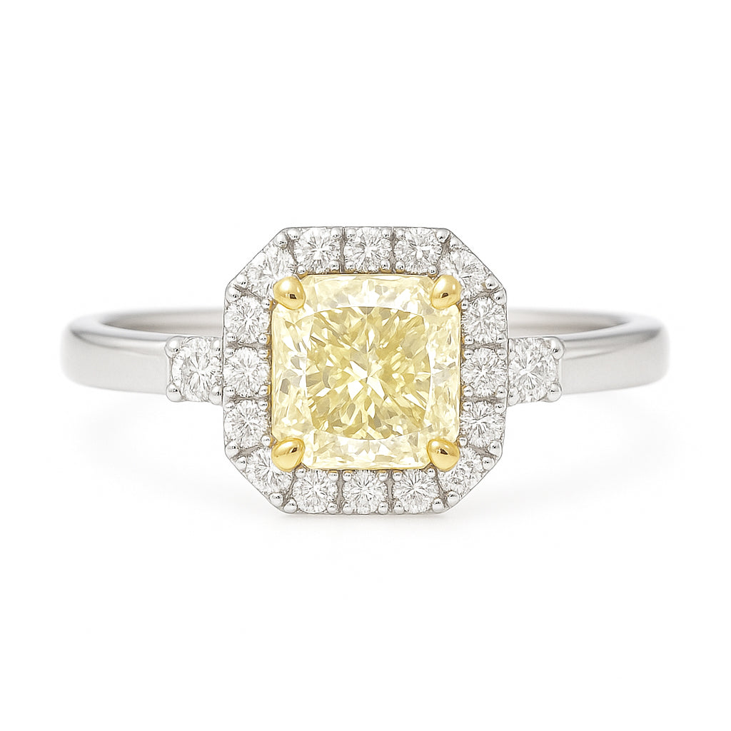 イエローダイアモンドリング ラディアント 0.94ct VS1 画像