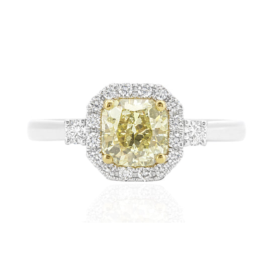 イエローダイアモンドリング ラディアント 0.94ct VS1 画像