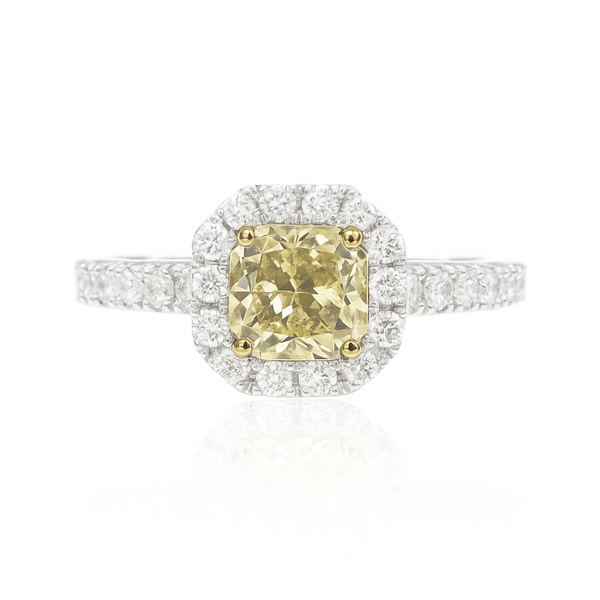 PT900 イエローダイヤモンド リング 1.191ct Very Light Greenish 
