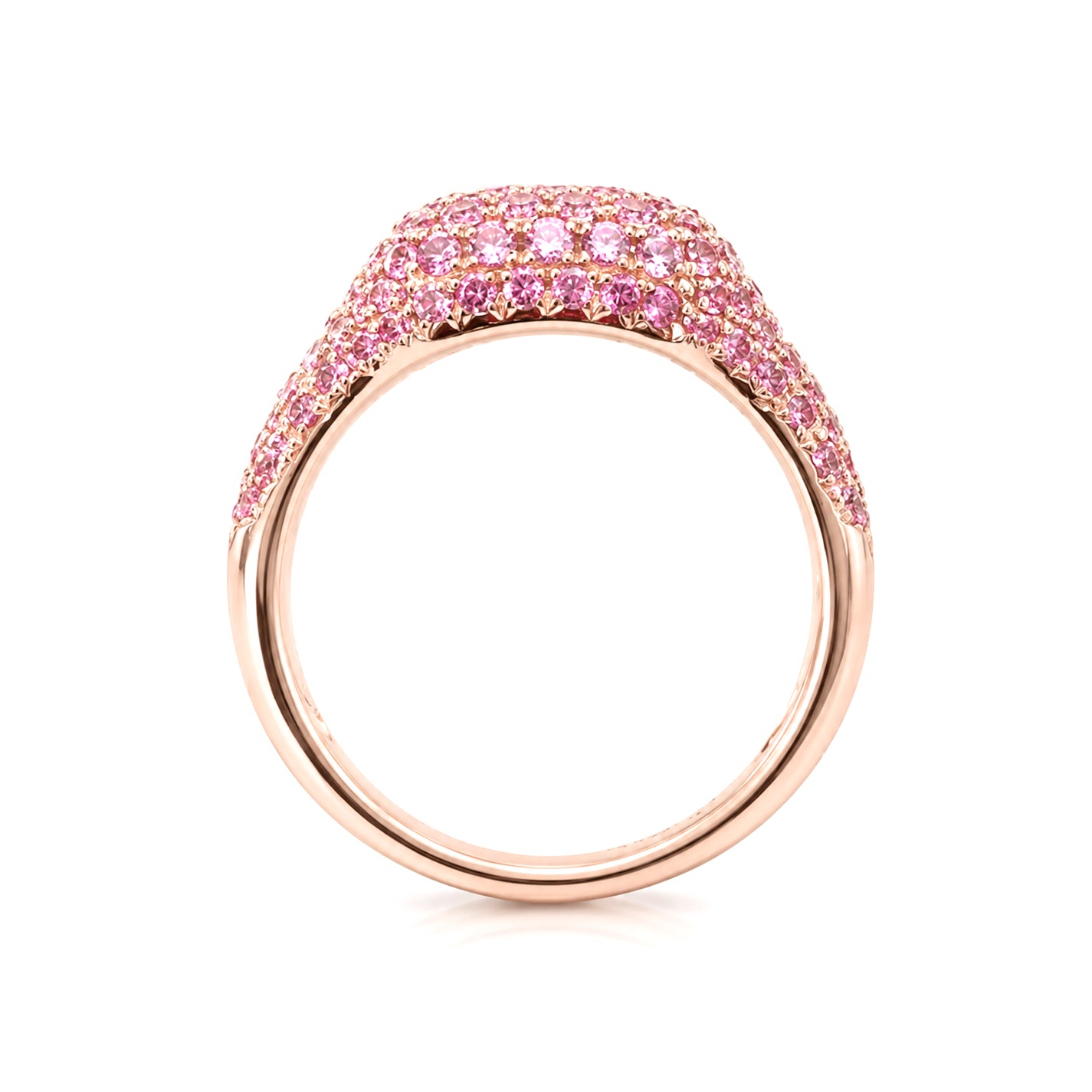 18KPG Pink Sapphire Baguette-cut Diamond Ring
