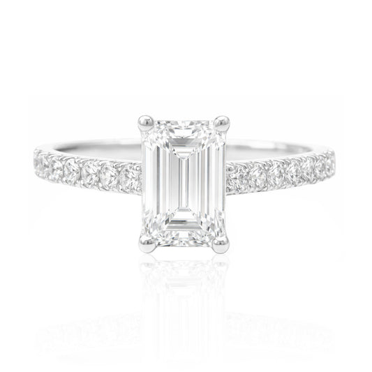 18K E無色 ダイヤモンドリング 1.256ct エメラルドカット