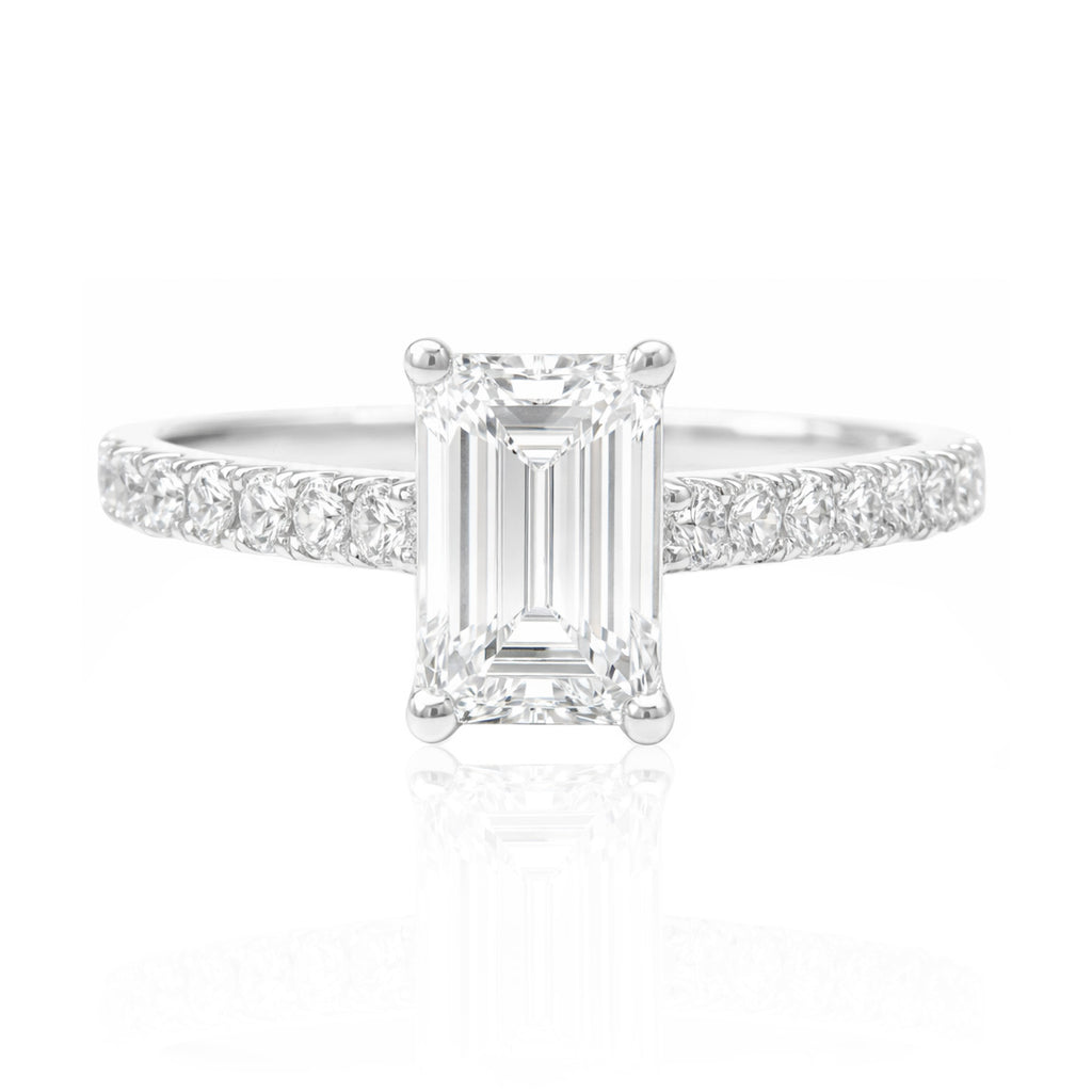 18K E無色 ダイヤモンドリング 1.256ct エメラルドカット