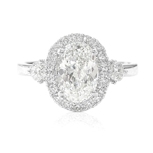 18K ほぼ無色Gダイヤモンドリング 1.06ct VS2 オーバル