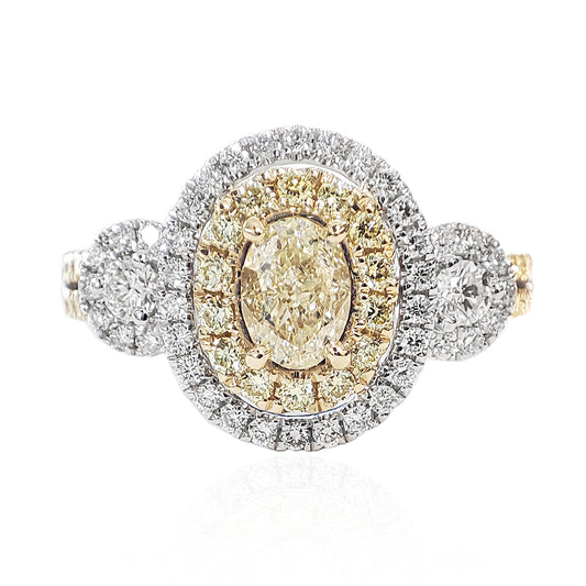18K イエローダイヤモンドリング 1.16ct Very Light Yellow SI1 オーバルカット