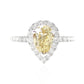 18K Pear Fancy Light Orangy Yellow Diamond Ring - 1.413ct