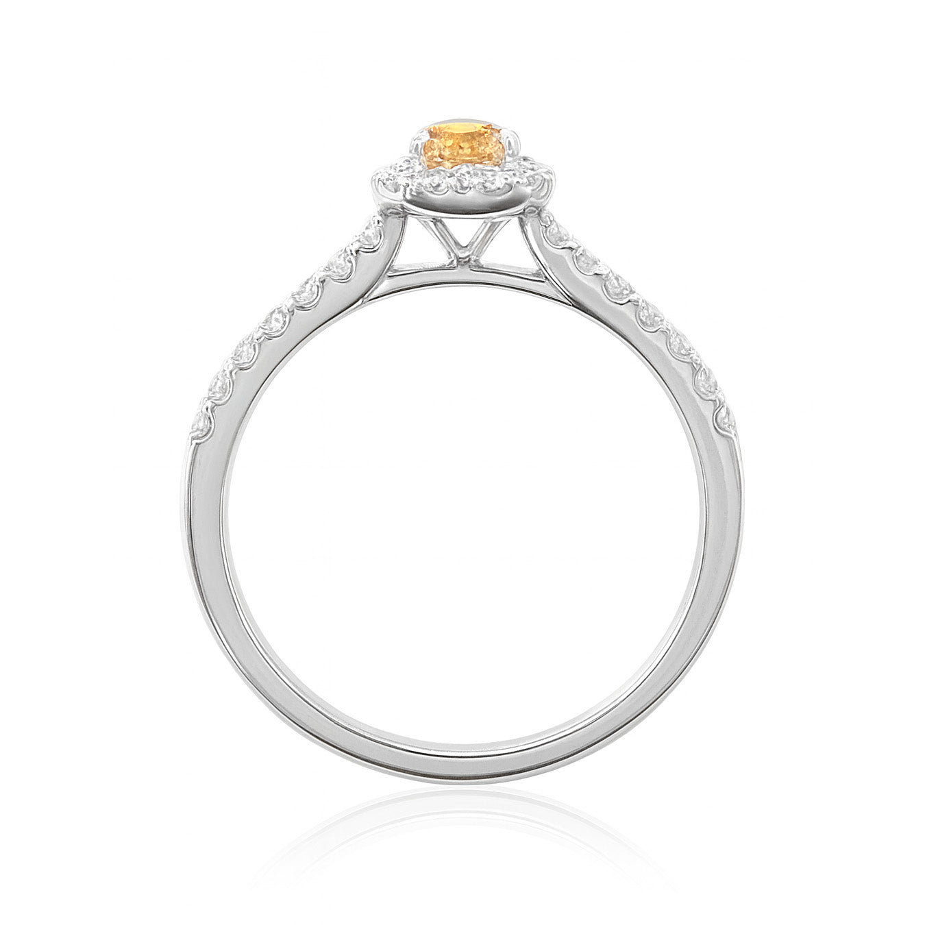 18KWG Pear Fancy Vivid Yellow Orange Diamond Ring - 0.583ct