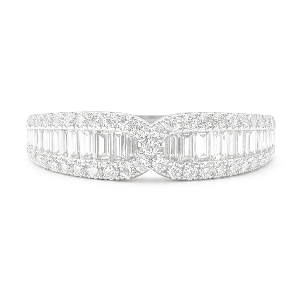 18K バゲット&ラウンドカット ダイヤモンドリング 0.74ct