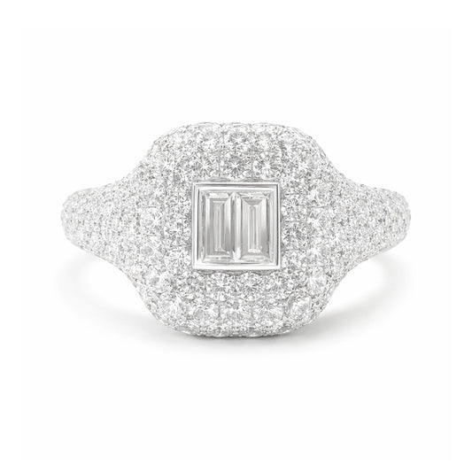 18K Baguette&Round-cut Near Colorless Diamond Ring - 1.68ct