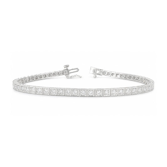 18K Natural Diamond Tennis Bracelet - 1.06ct