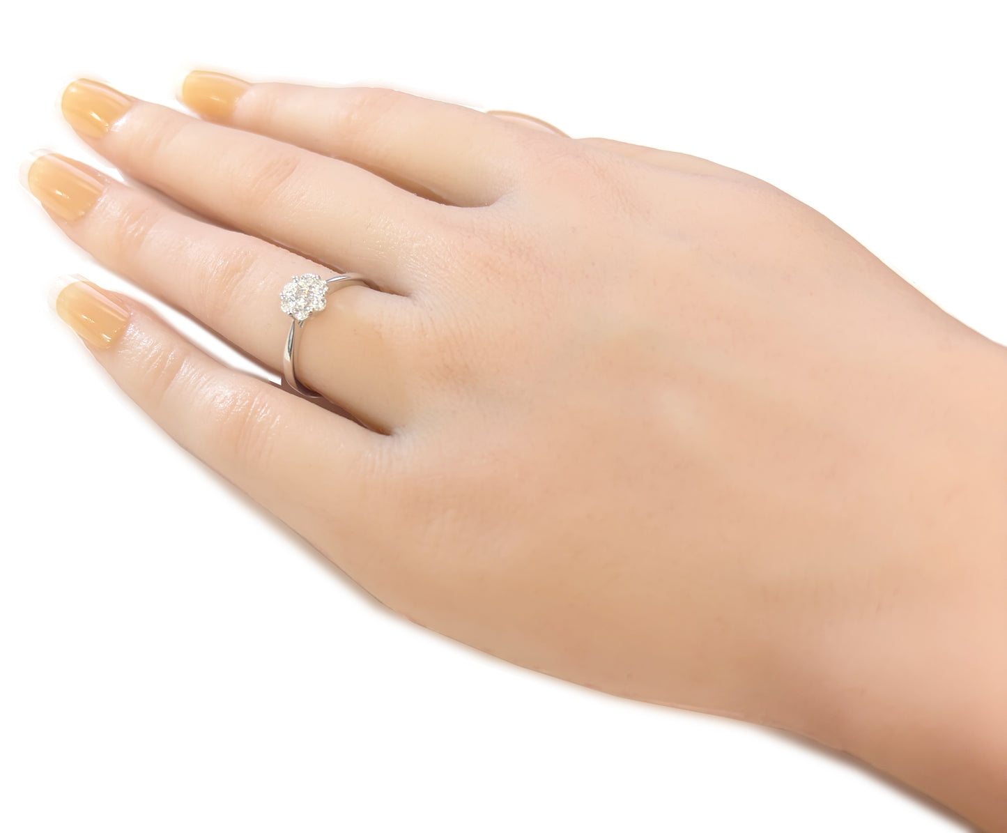 18K 無色 ダイヤモンドリング 花柄 0.44ct