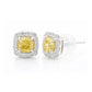 18K イエローダイヤモンドイヤリング 0.733ct Fancy Vivid Yellow SI2 クッション