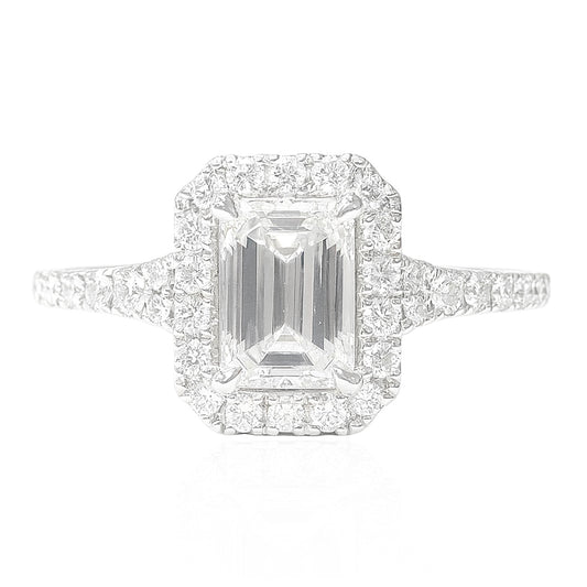 18K Emerald-cut Colorless Diamond Ring - 0.889ct