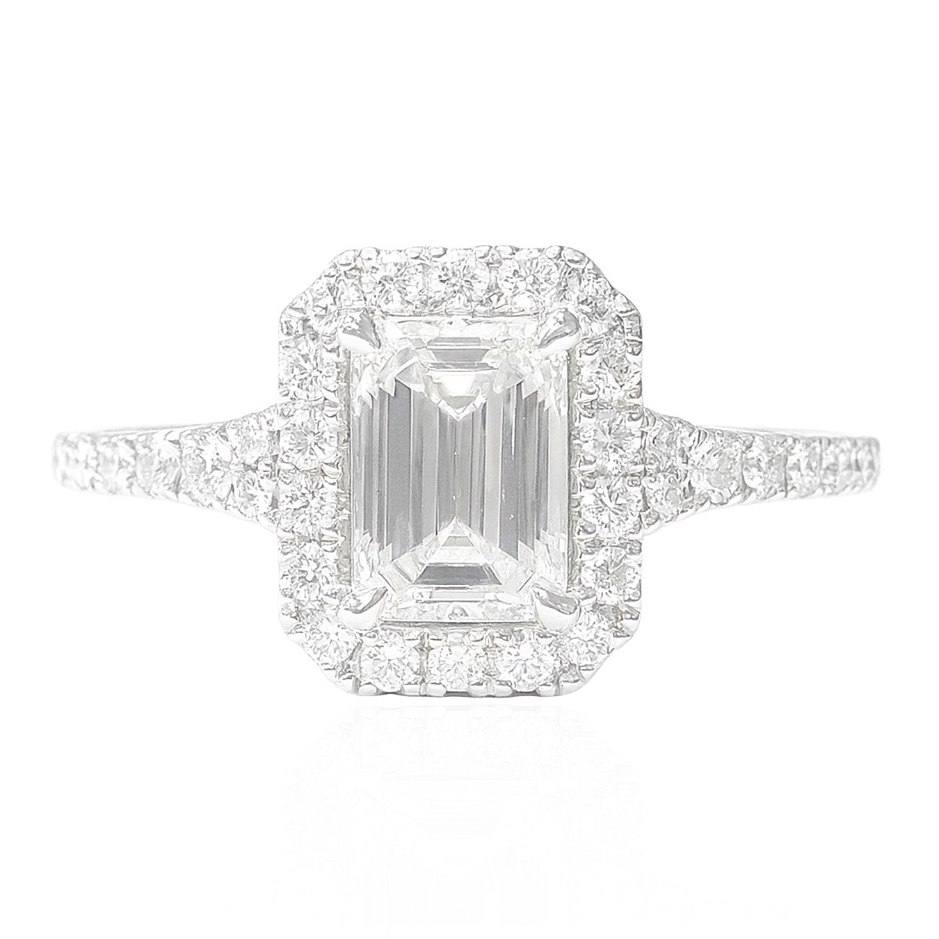 18K E無色 ダイヤモンドリング 0.889ct VS2 エメラルドカット