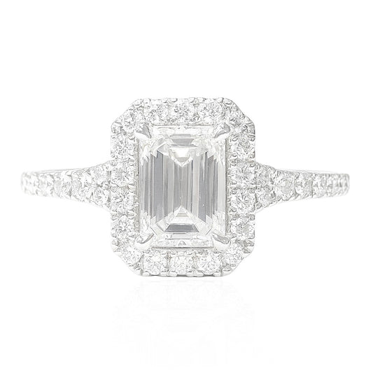 18K E無色 ダイヤモンドリング 0.889ct VS2 エメラルドカット