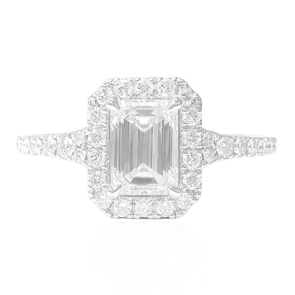 18K E無色 ダイヤモンドリング 0.889ct VS2 エメラルドカット