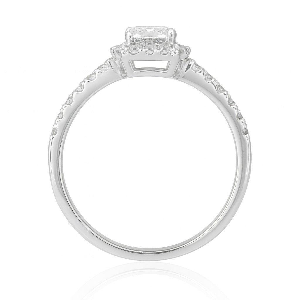 18K E無色 ダイヤモンドリング 0.889ct VS2 エメラルドカット