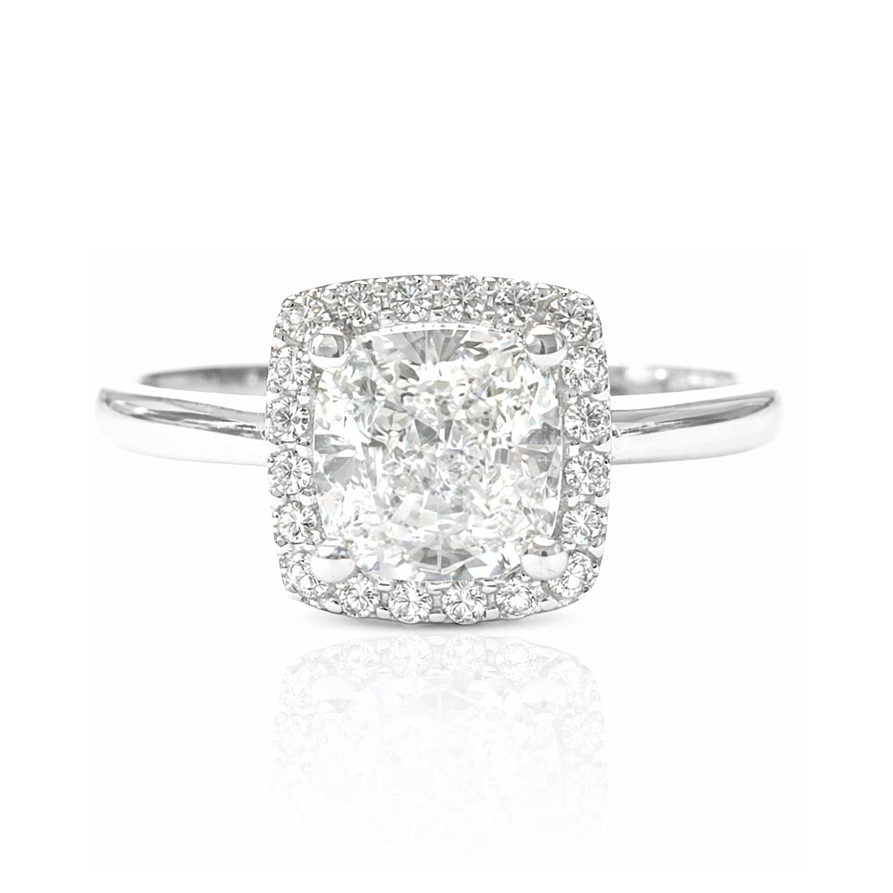 18K 無色 ダイヤモンドリング クッションカット 1.12ct