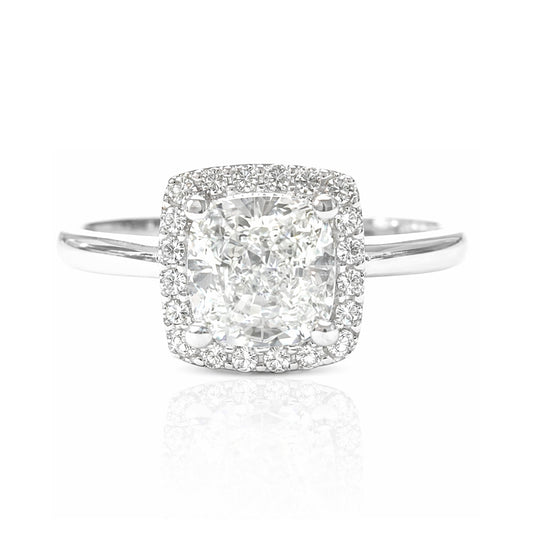 18K 無色 ダイヤモンドリング クッションカット 1.12ct