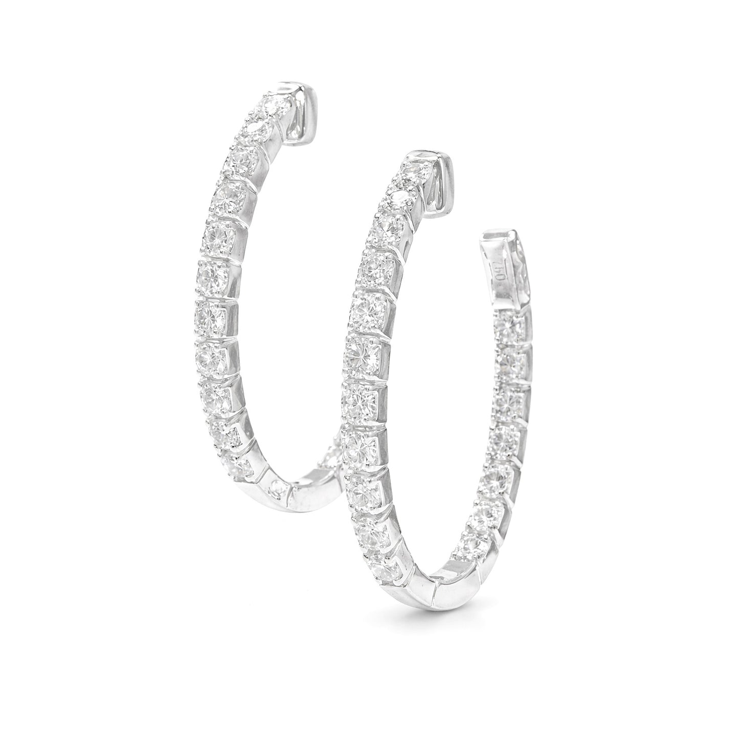 18K Hoop Diamond Earrings - 1.24ct