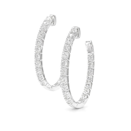18K Hoop Diamond Earrings - 1.24ct