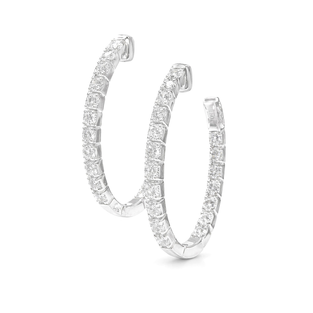 18K Hoop Diamond Earrings - 1.24ct
