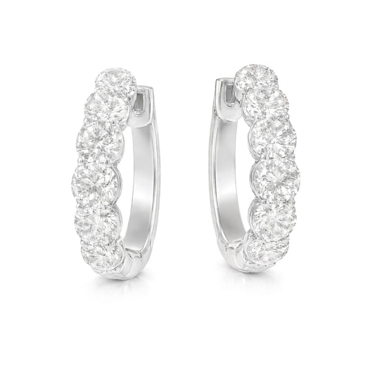 18K Hoop Diamond Earrings - 0.88ct