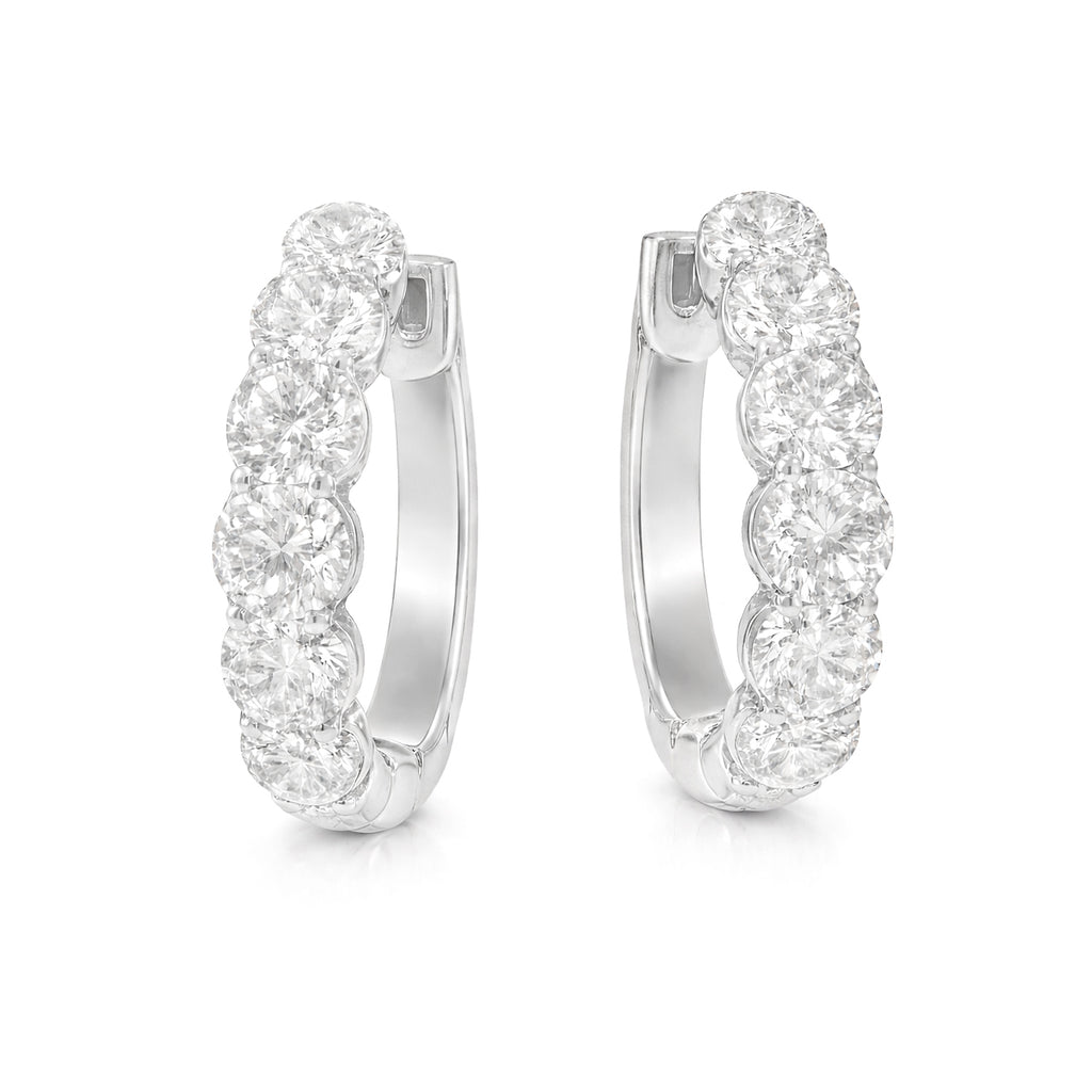 18K Hoop Diamond Earrings - 0.88ct