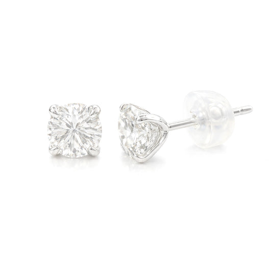 18K Diamond Earrings Studs Round-cut - 0.571ct