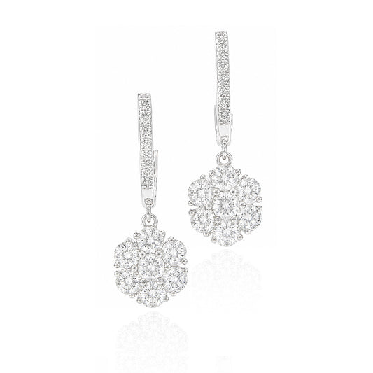 18K 花柄 ダイヤモンドピアス 1.52ct