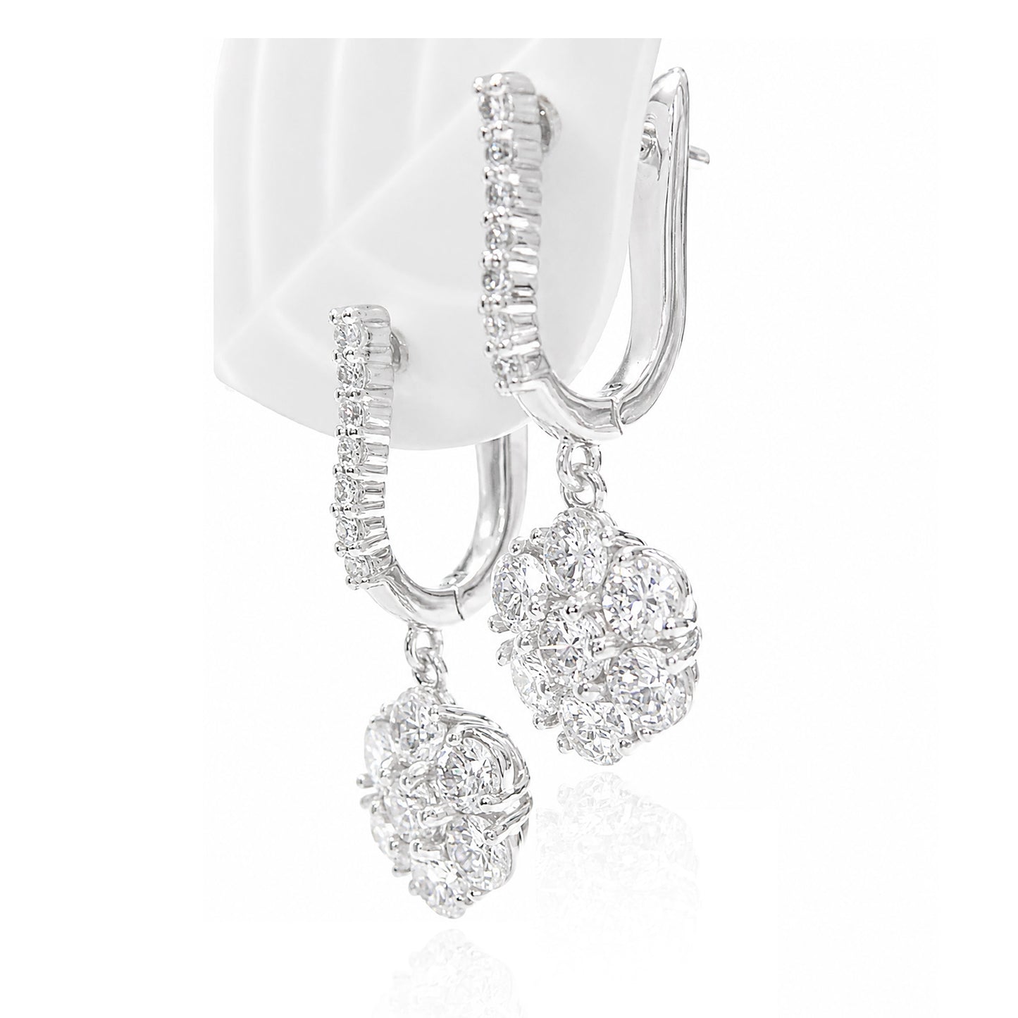 18K 花柄 ダイヤモンドピアス 1.52ct