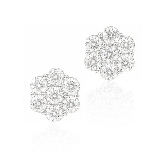 18K フラワーダイヤモンドピアス 0.92ct ラウンド